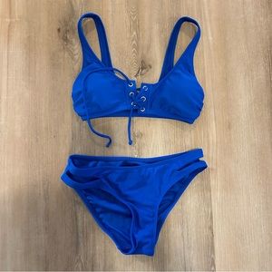 Express Blue Lace Up Bikini
